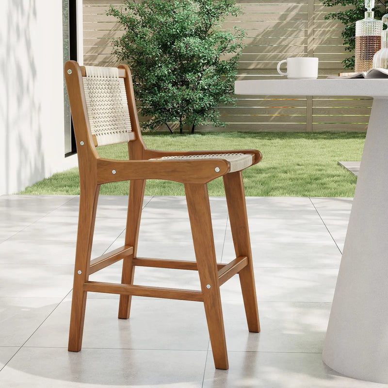 Outdoor Counter Height Bar Stool with Teak Wood Frame by DirectDeals