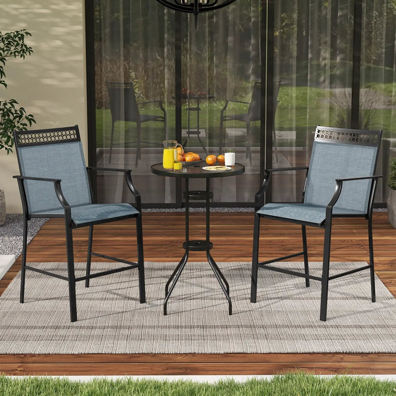 Outdoor Counter Stools Set of 2 Heavy-Duty Barstools with Footrest and Armrests by DirectDeals