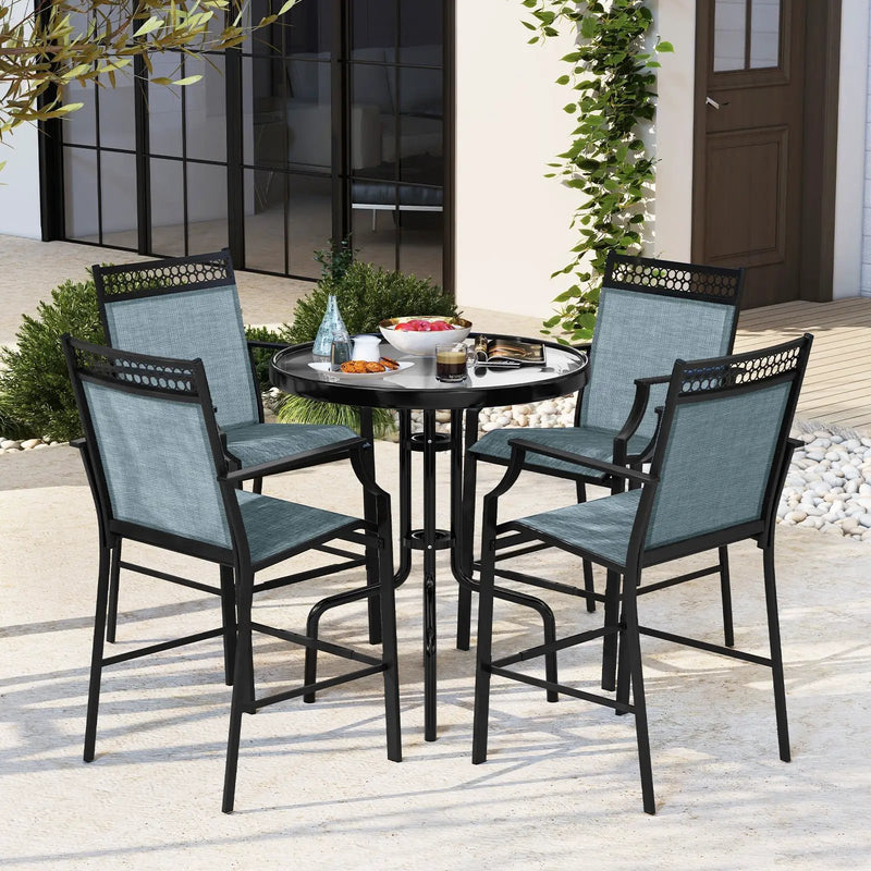 Outdoor Counter Stools Set of 2 Heavy-Duty Barstools with Footrest and Armrests by DirectDeals