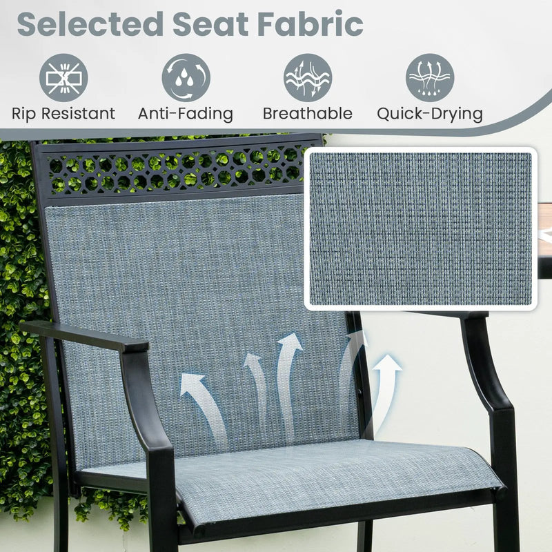 Outdoor Counter Stools Set of 2 Heavy-Duty Barstools with Footrest and Armrests by DirectDeals