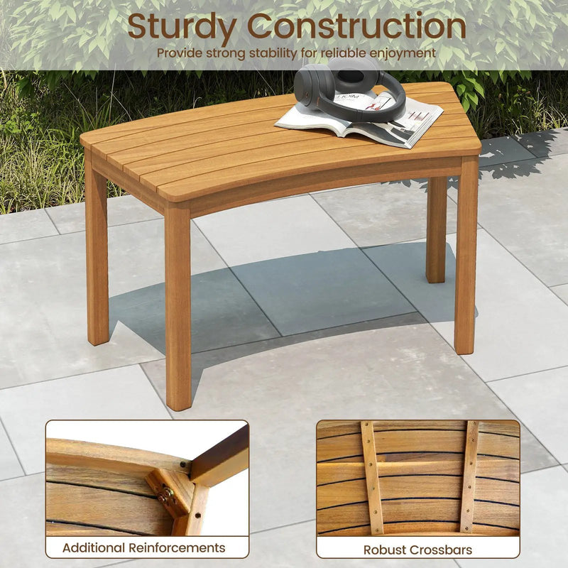 Outdoor Curved Acacia Wood Bench Set of 2/3/4 for Front Porch by DirectDeals