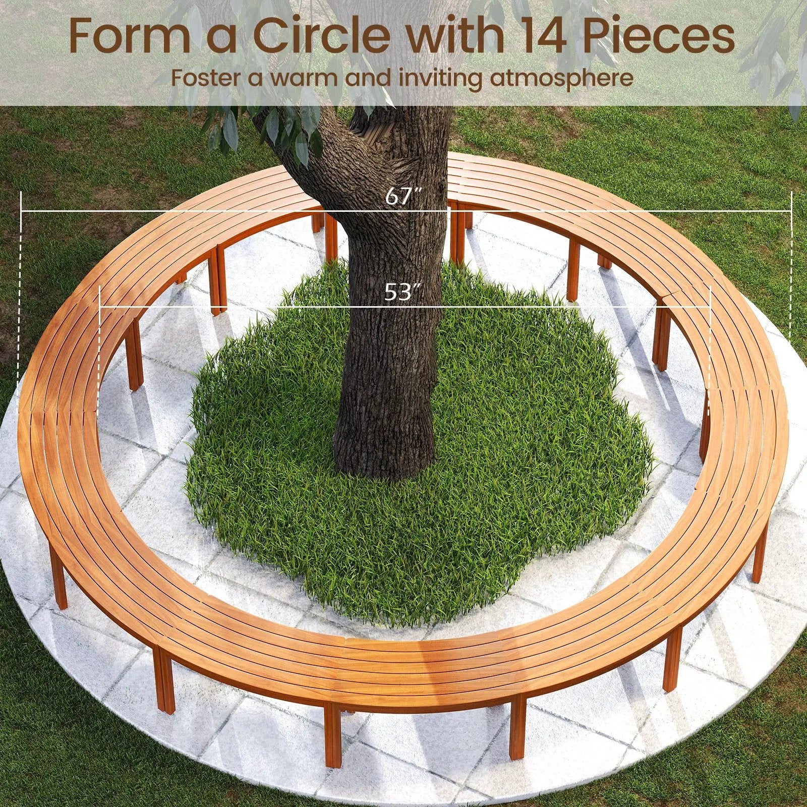 Outdoor Curved Acacia Wood Bench Set of 2/3/4 for Front Porch by DirectDeals