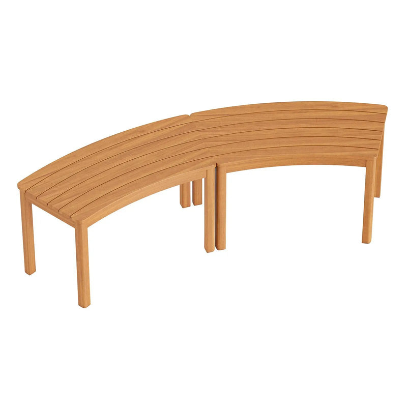 Outdoor Curved Acacia Wood Bench Set of 2/3/4 for Front Porch by DirectDeals