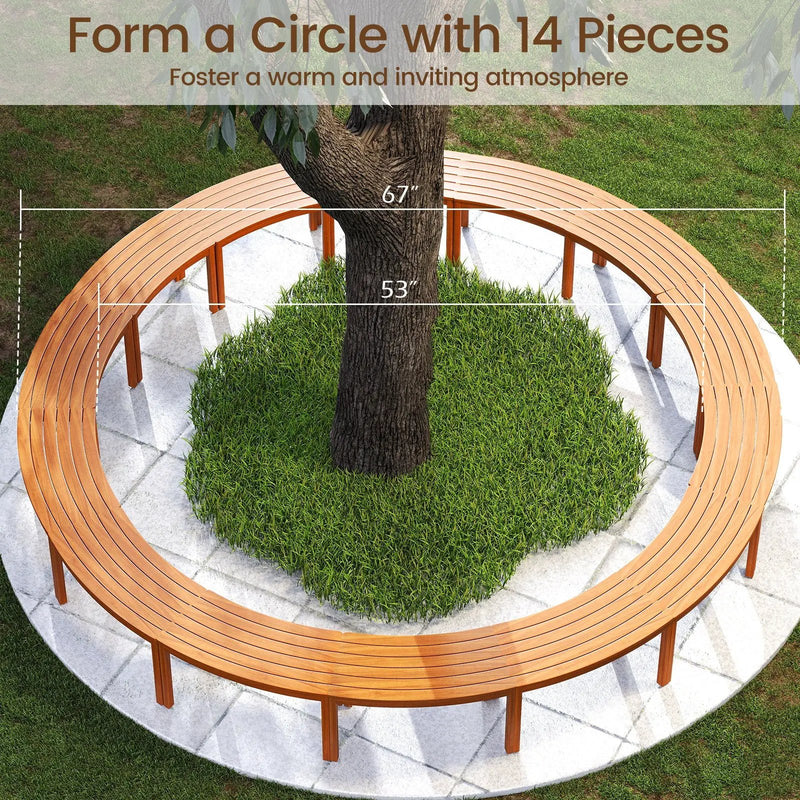 Outdoor Curved Acacia Wood Bench Set of 2/3/4 for Front Porch by DirectDeals