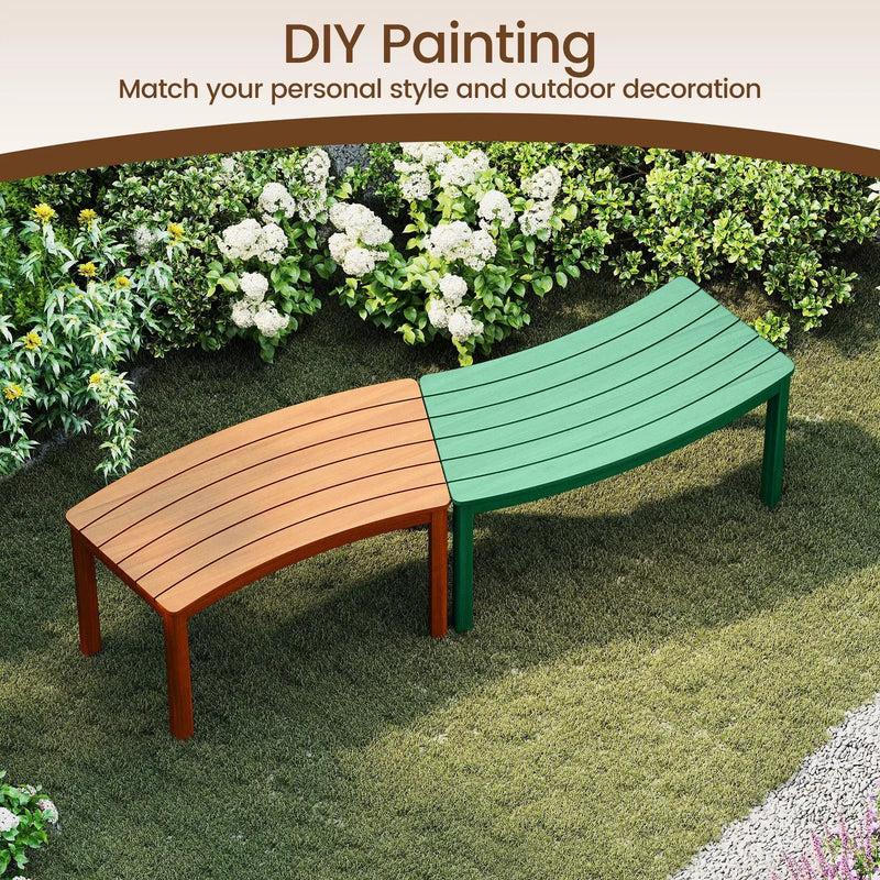 Outdoor Curved Acacia Wood Bench Set of 2/3/4 for Front Porch by DirectDeals