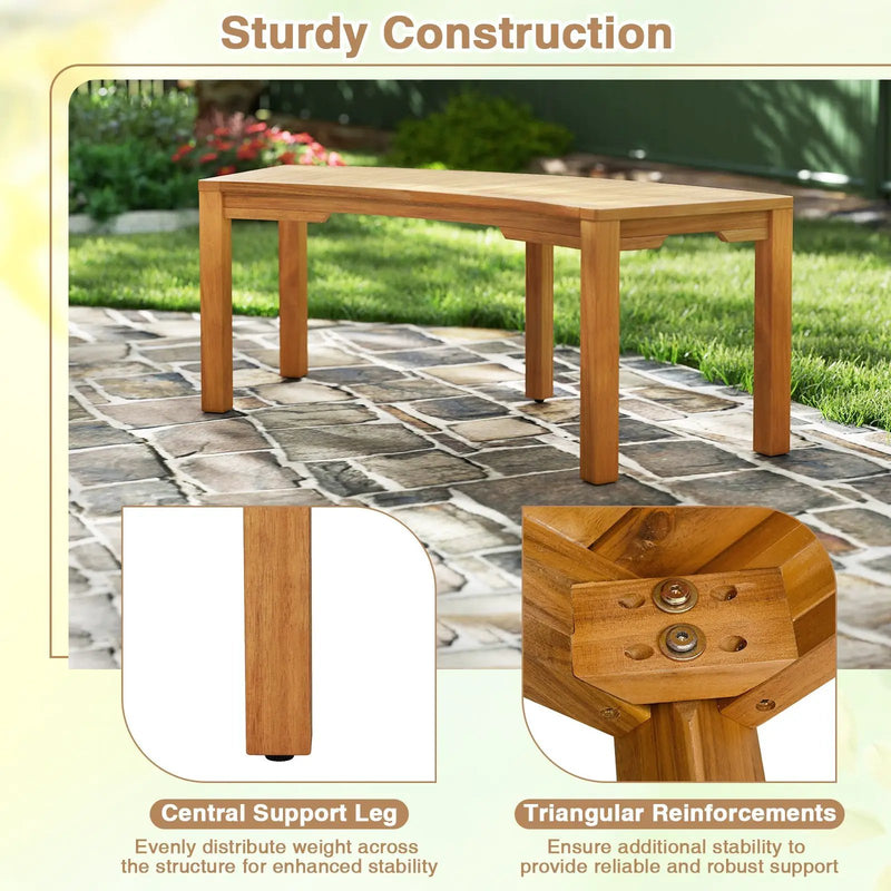 Set of 7 Outdoor Bench Acacia Wood Curved Garden Bench 2-Person by DirectDeals