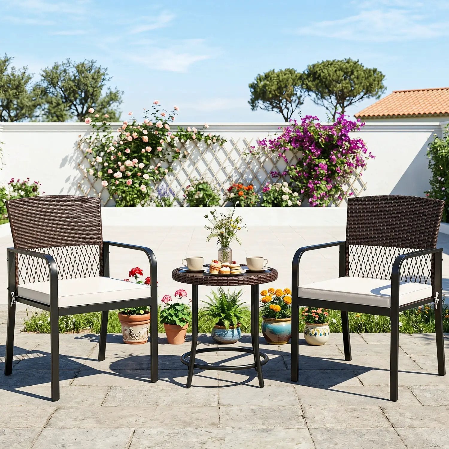 Patio Dining Chairs Set of 4 with Padded Cushions by DirectDeals
