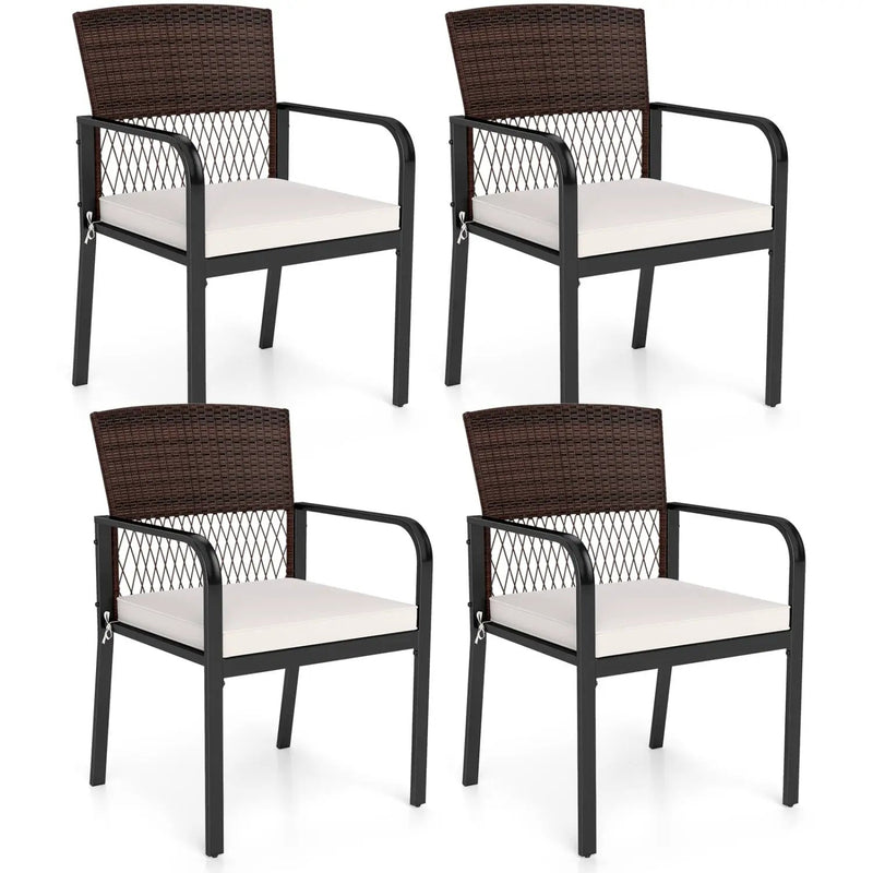 Patio Dining Chairs Set of 4 with Padded Cushions by DirectDeals