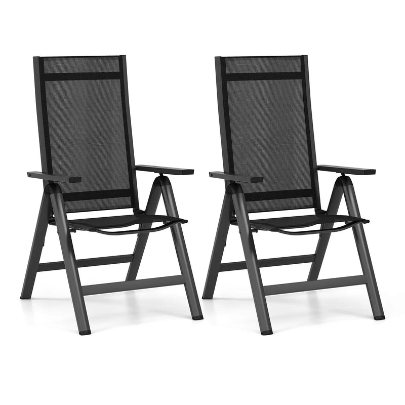 Outdoor Dining Chair with Soft Padded Seat and 7-Position Adjustable Backrest Set of 2-Black by DirectDeals