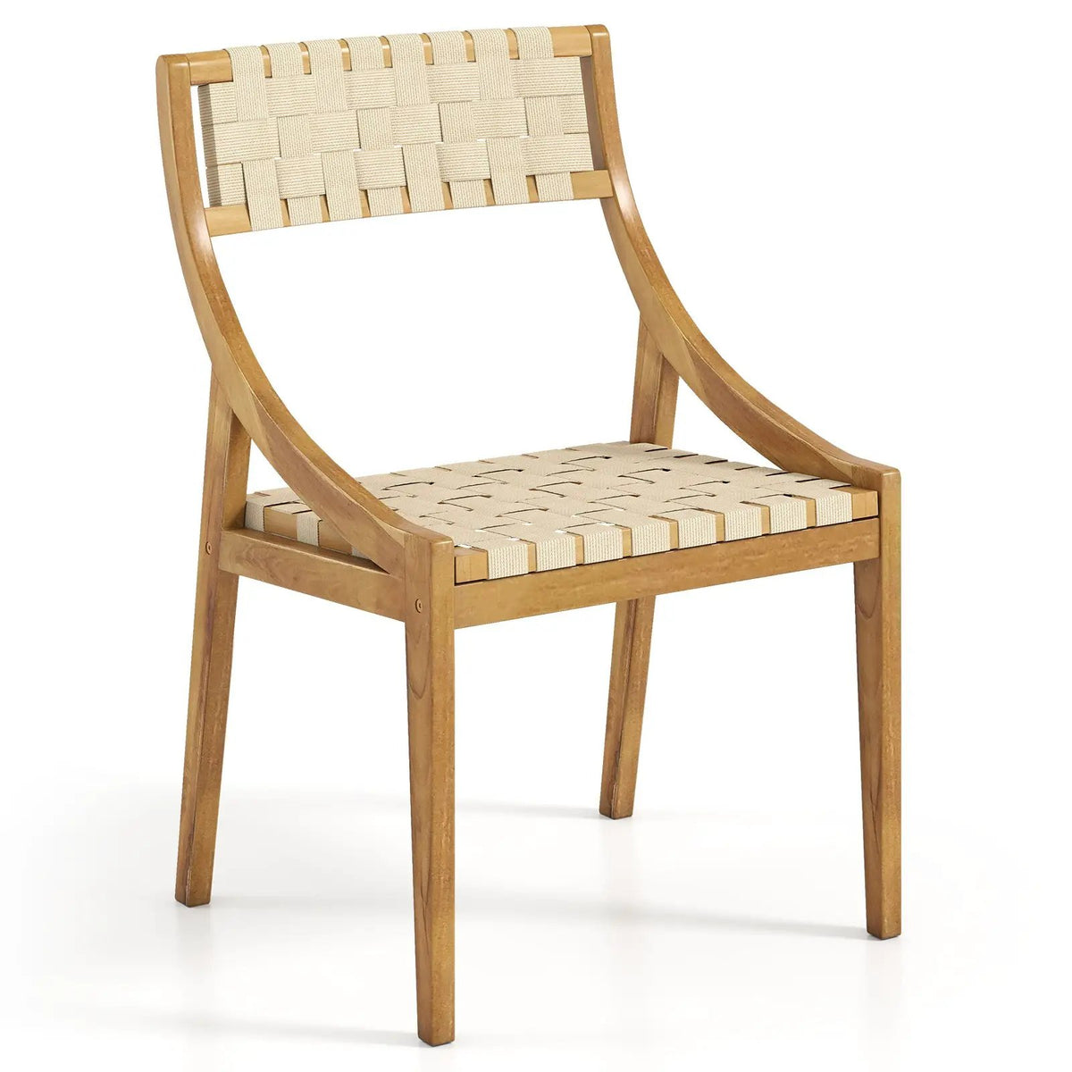 Teak Wood Outdoor Dining Chair with Webbing Seat, photo 3 of 24