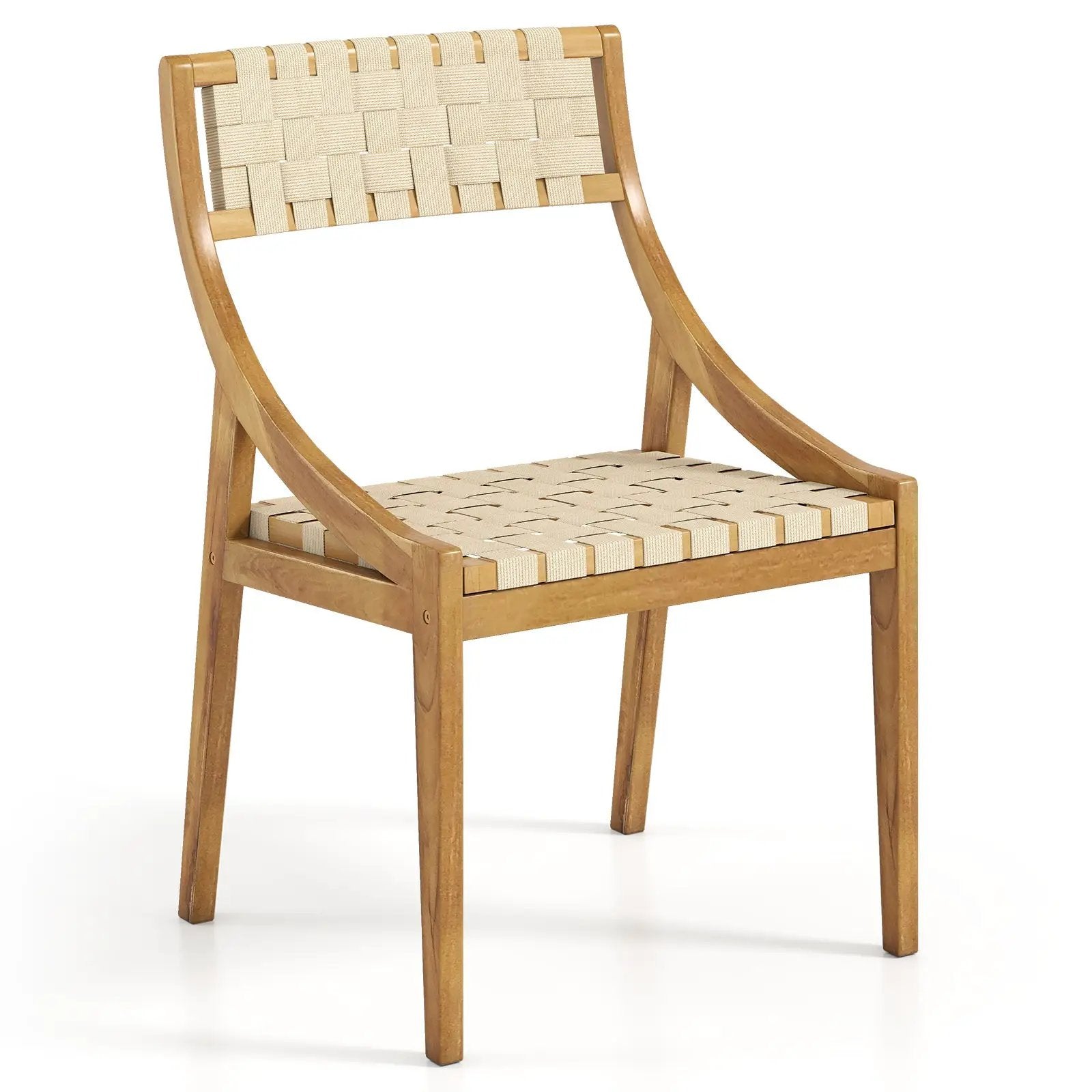 Teak Wood Outdoor Dining Chair with Webbing Seat by DirectDeals