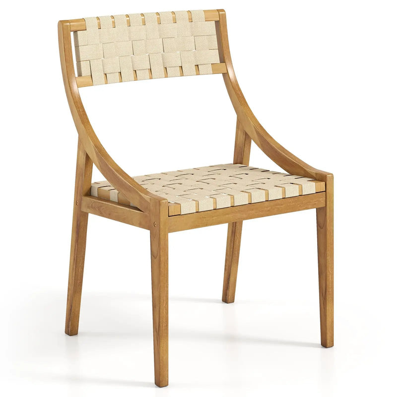 Teak Wood Outdoor Dining Chair with Webbing Seat by DirectDeals