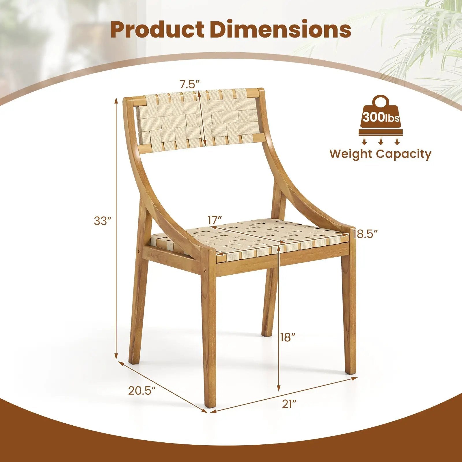 Teak Wood Outdoor Dining Chair with Webbing Seat by DirectDeals