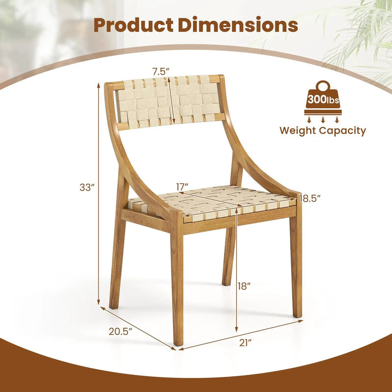 Teak Wood Outdoor Dining Chair with Webbing Seat by DirectDeals