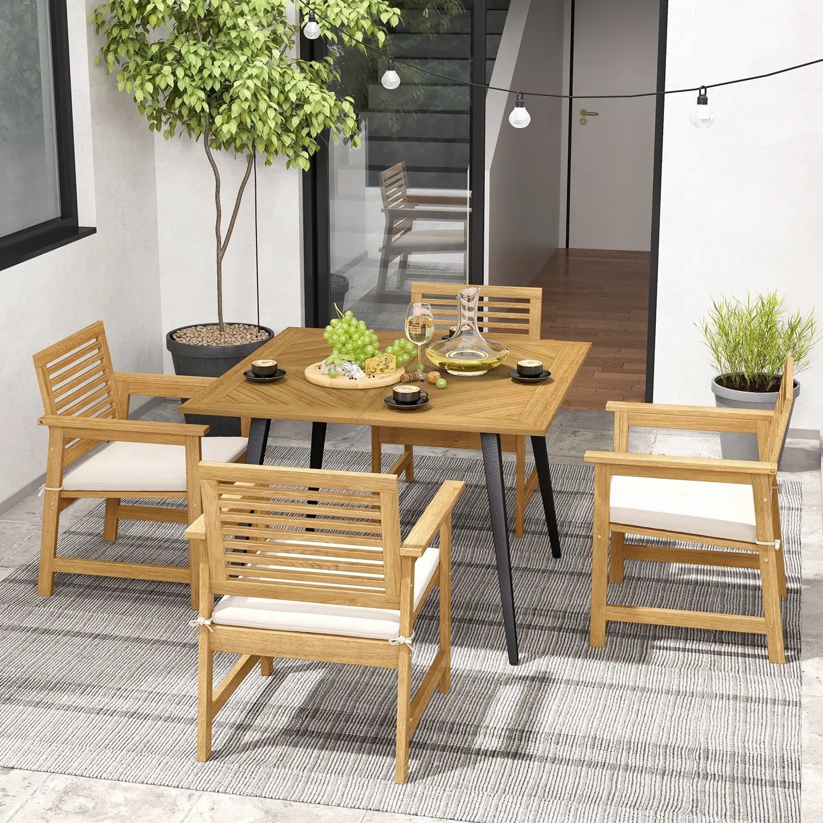 4-Person Acacia Wood Outdoor Dining Table for Garden Poolside and Backyard by DirectDeals