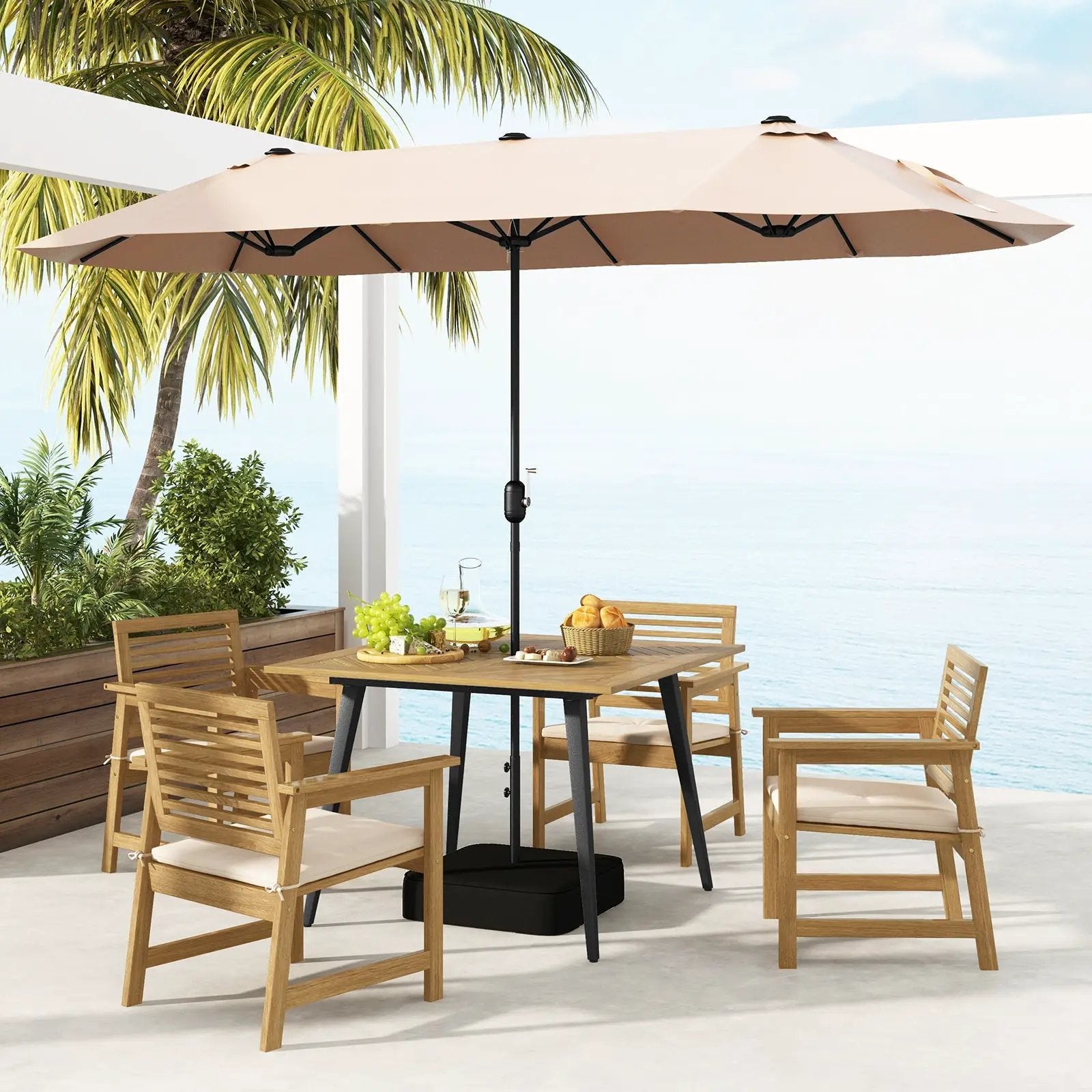 4-Person Acacia Wood Outdoor Dining Table for Garden Poolside and Backyard by DirectDeals