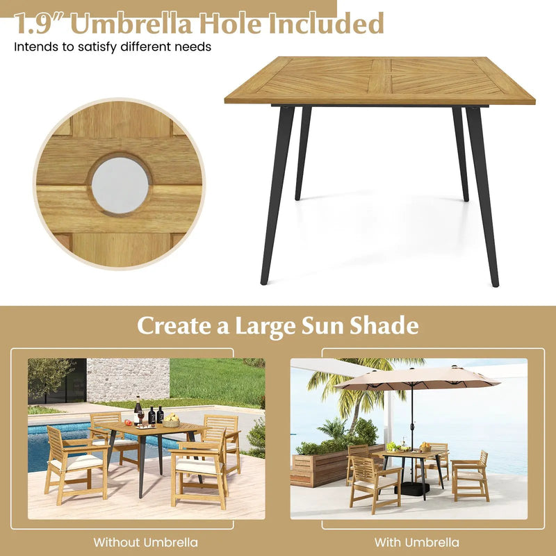 4-Person Acacia Wood Outdoor Dining Table for Garden Poolside and Backyard by DirectDeals