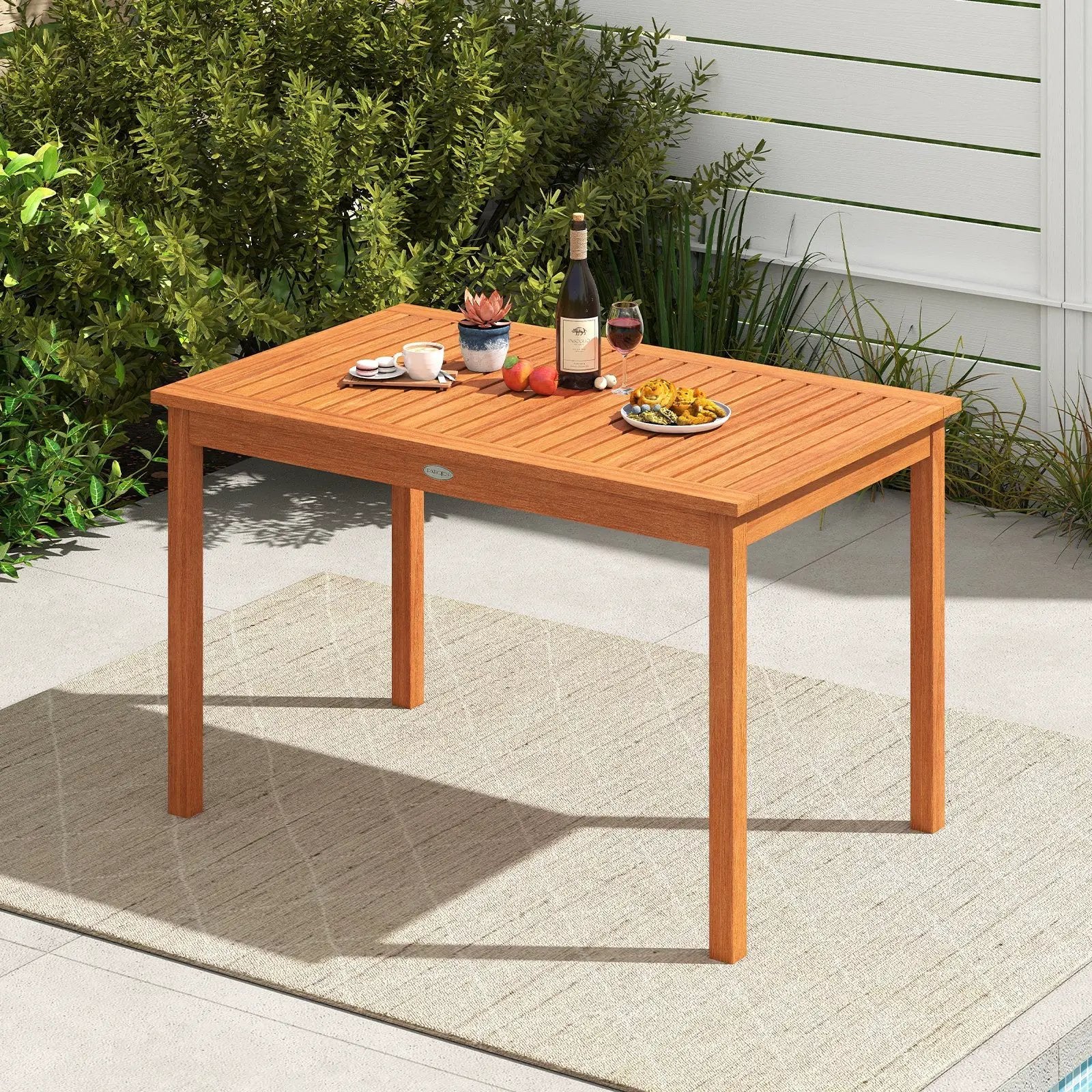 Outdoor Dining Table for 4-6 People 48 Inches Wood Rectangular Patio Table by DirectDeals