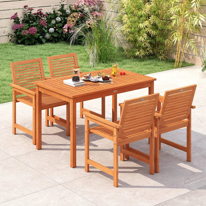 Outdoor Dining Table for 4-6 People 48 Inches Wood Rectangular Patio Table by DirectDeals