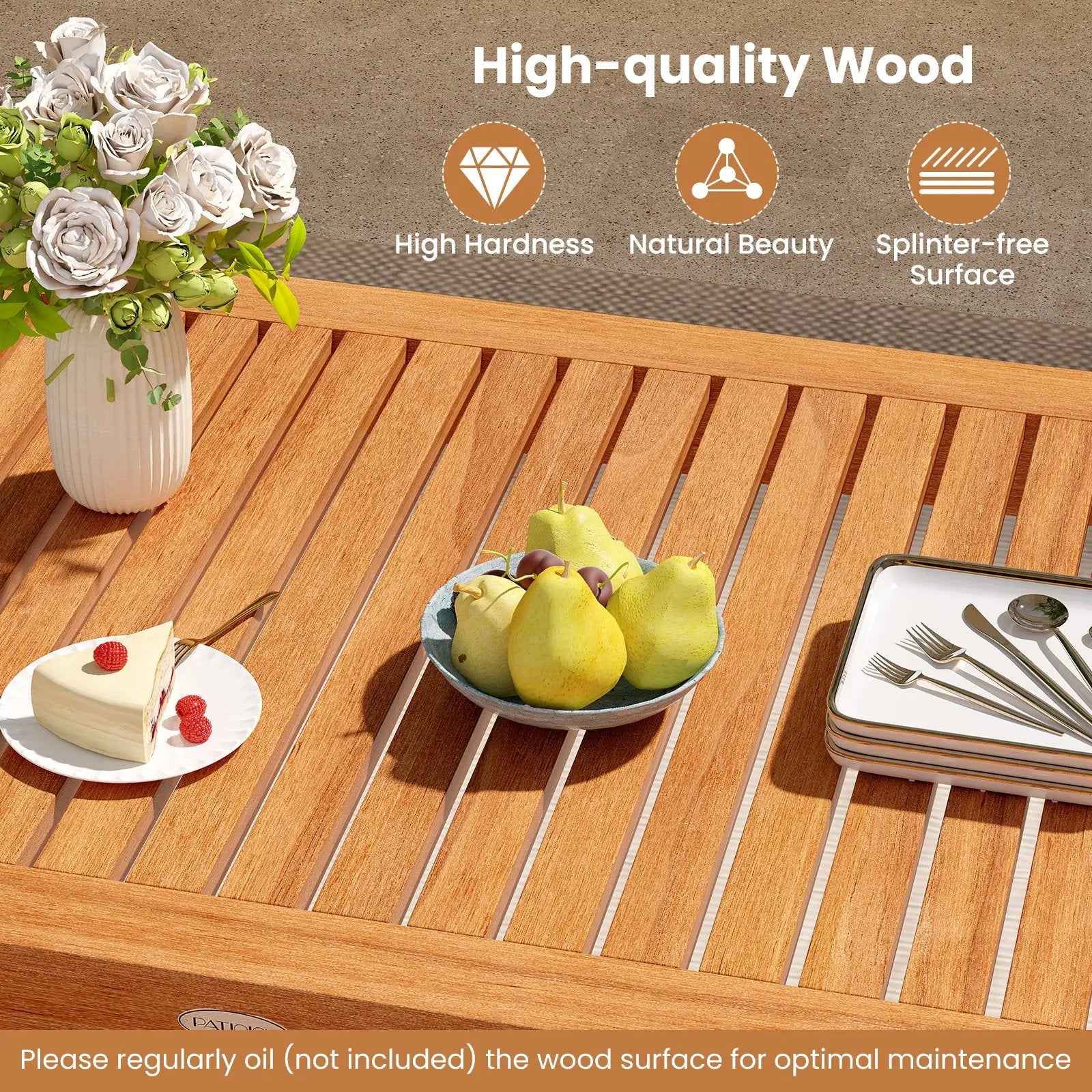 Outdoor Dining Table for 4-6 People 48 Inches Wood Rectangular Patio Table by DirectDeals