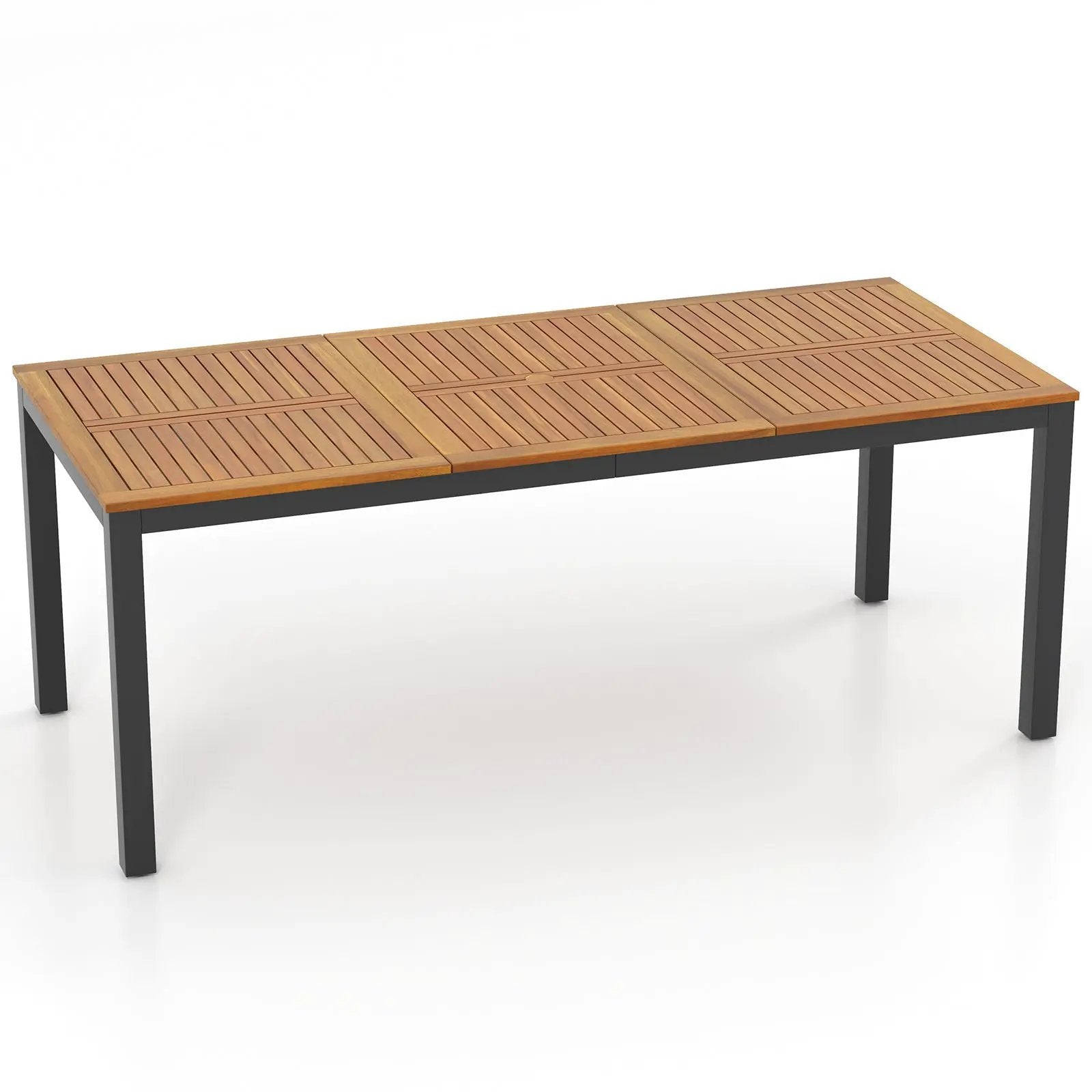 8-Person Outdoor Dining Table 79 Inch Acacia Wood Patio Table with Umbrella Hole by DirectDeals