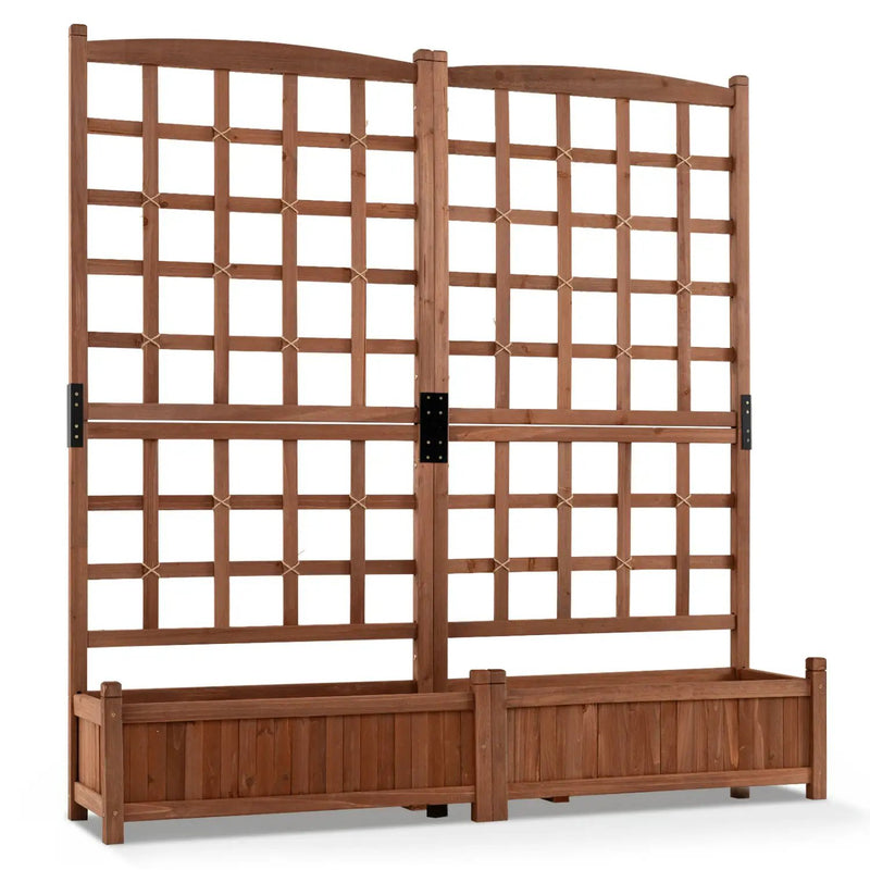 Dual Raised Garden Bed with Trellis and Drainage Holes by DirectDeals