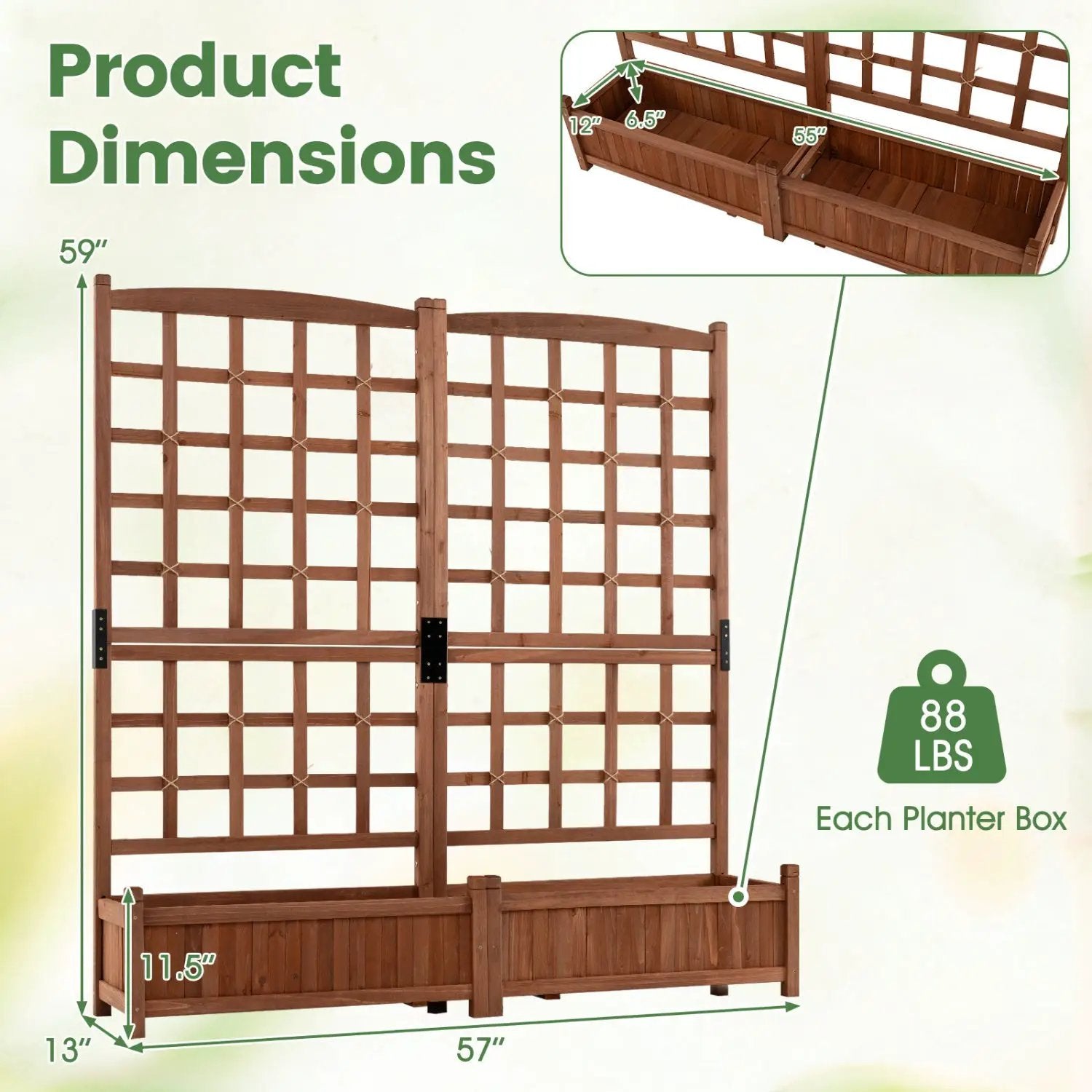 Dual Raised Garden Bed with Trellis and Drainage Holes by DirectDeals