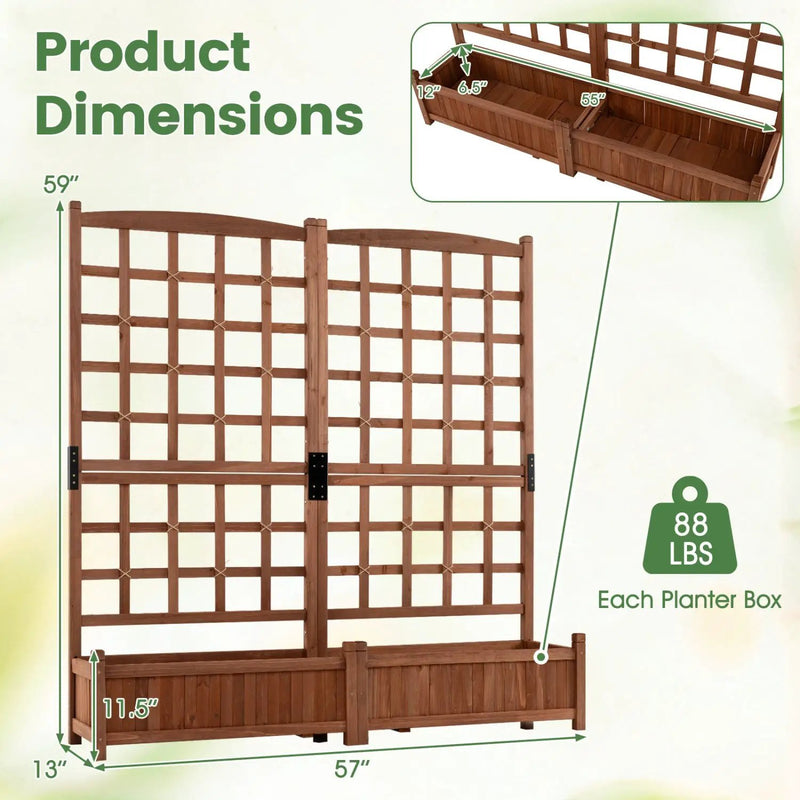 Dual Raised Garden Bed with Trellis and Drainage Holes by DirectDeals