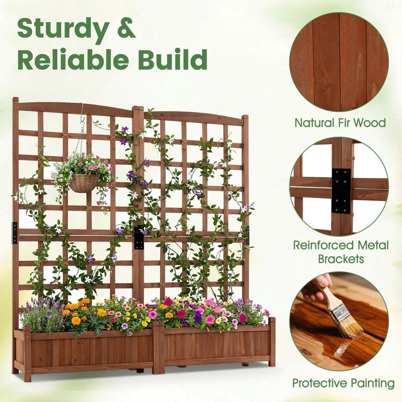 Dual Raised Garden Bed with Trellis and Drainage Holes by DirectDeals