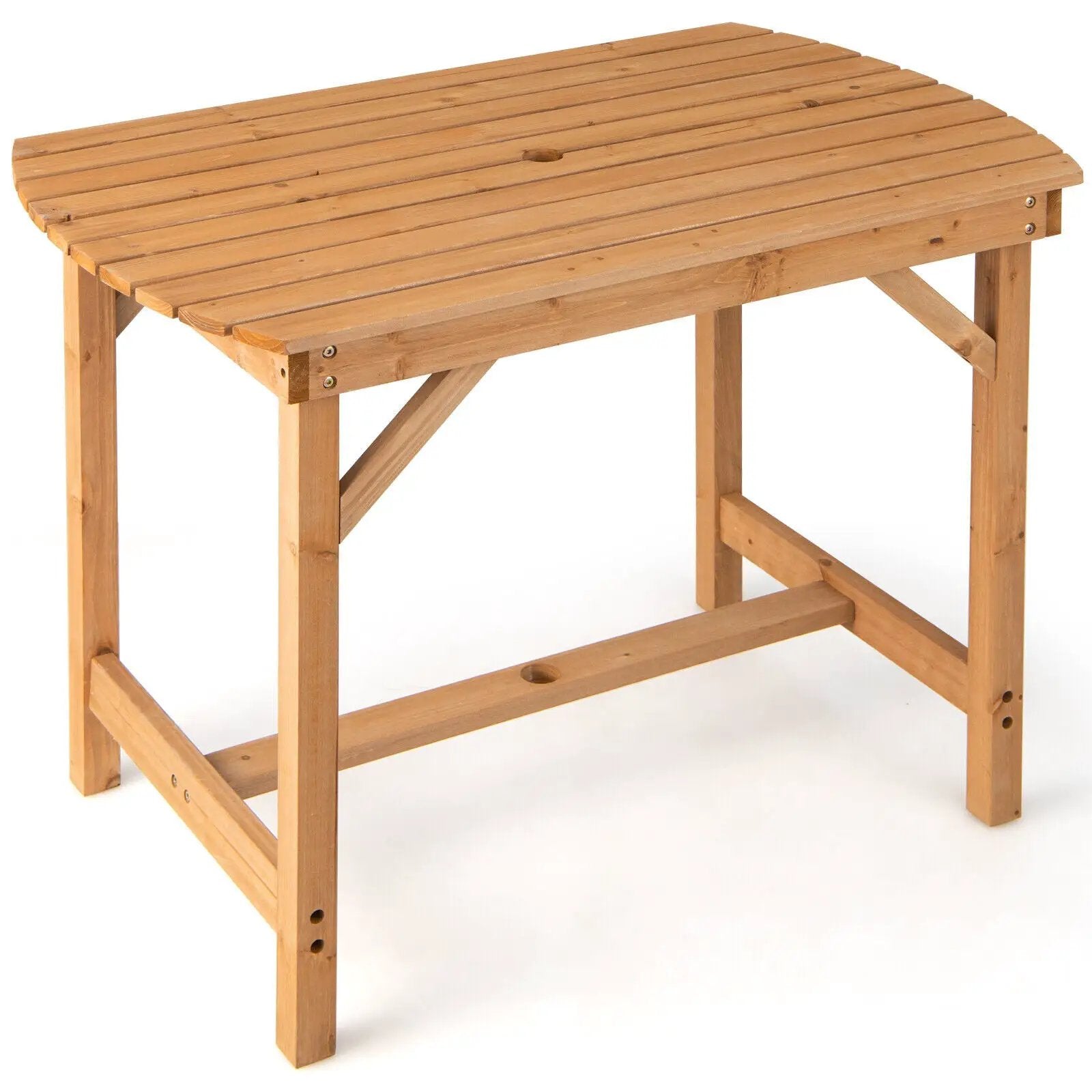 Outdoor Fir Wood Dining Table with 1.5 Inch Umbrella Hole by DirectDeals