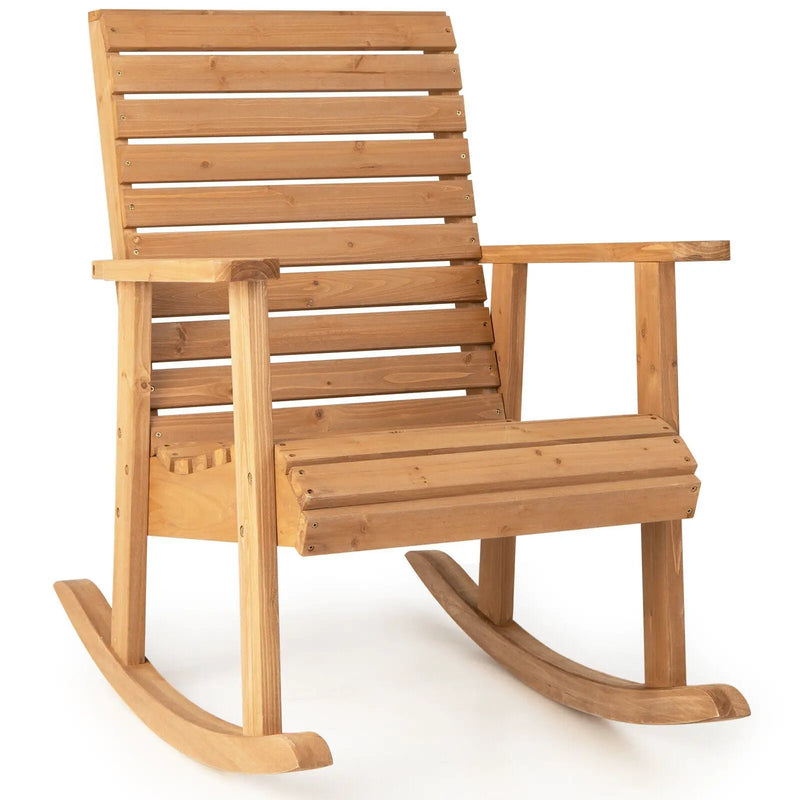 Outdoor Fir Wood Rocking Chair with High Backrest by DirectDeals