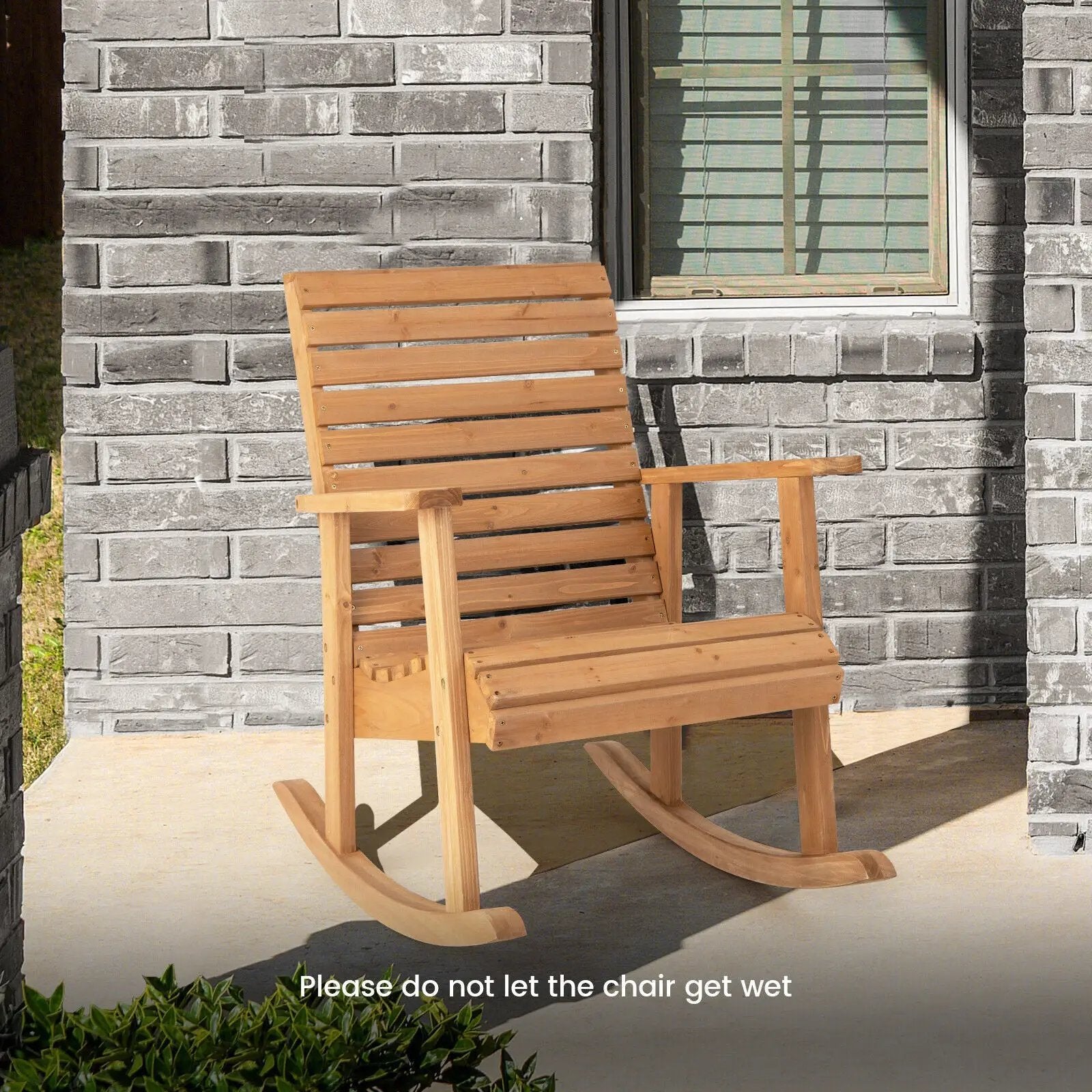 Outdoor Fir Wood Rocking Chair with High Backrest by DirectDeals
