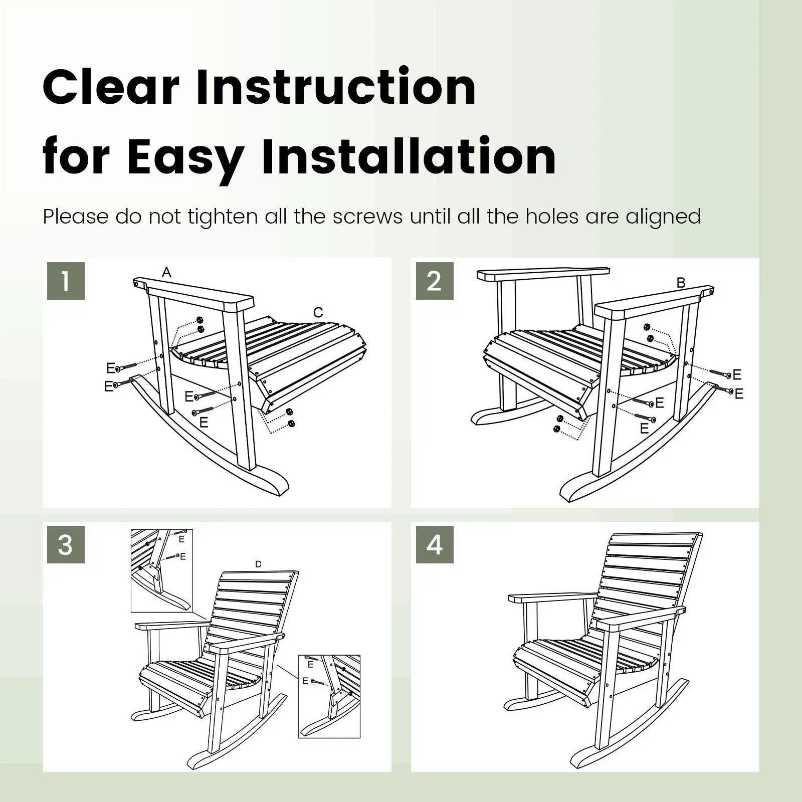 Outdoor Fir Wood Rocking Chair with High Backrest by DirectDeals