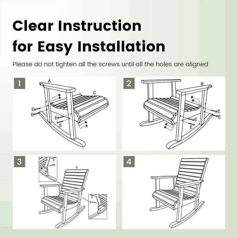 Outdoor Fir Wood Rocking Chair with High Backrest by DirectDeals