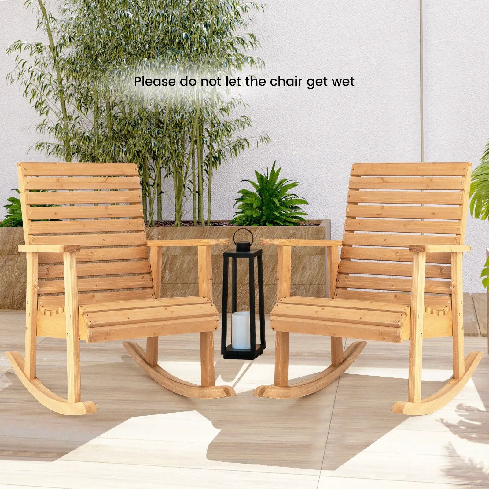 Outdoor Fir Wood Rocking Chair with High Backrest by DirectDeals