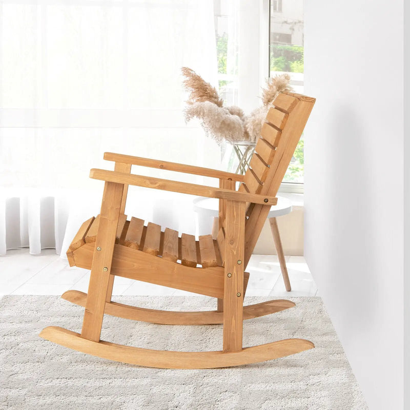 Outdoor Fir Wood Rocking Chair with High Backrest by DirectDeals