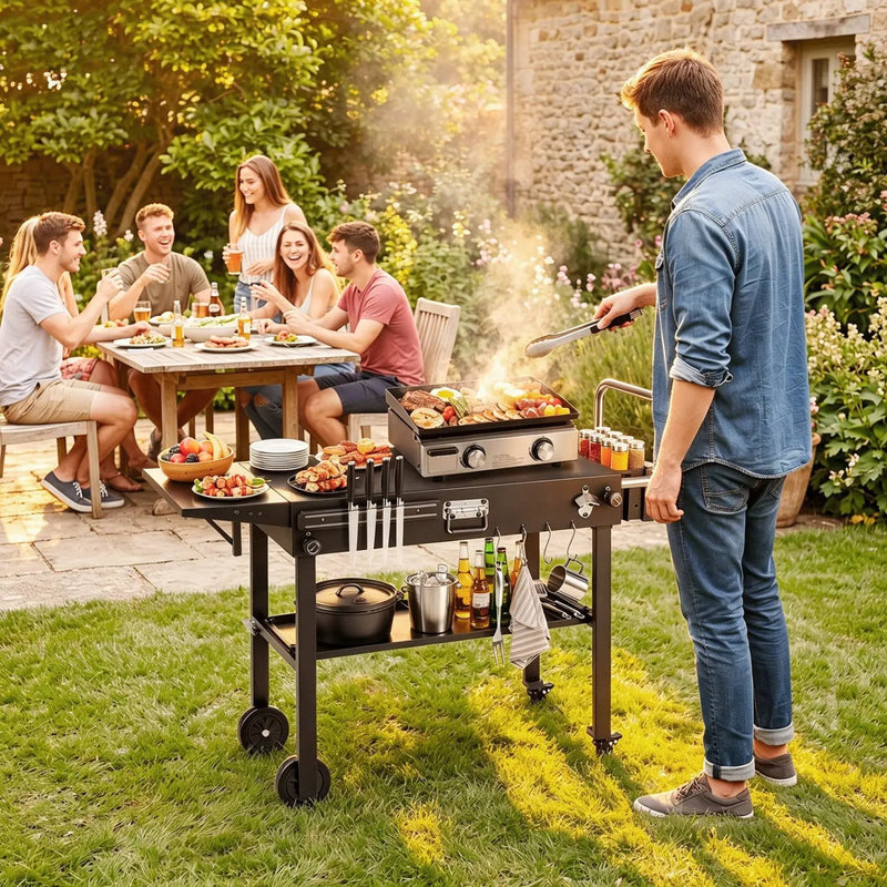 Foldable Grill Cart with 31" Tabletop & Storage Shelf by DirectDeals