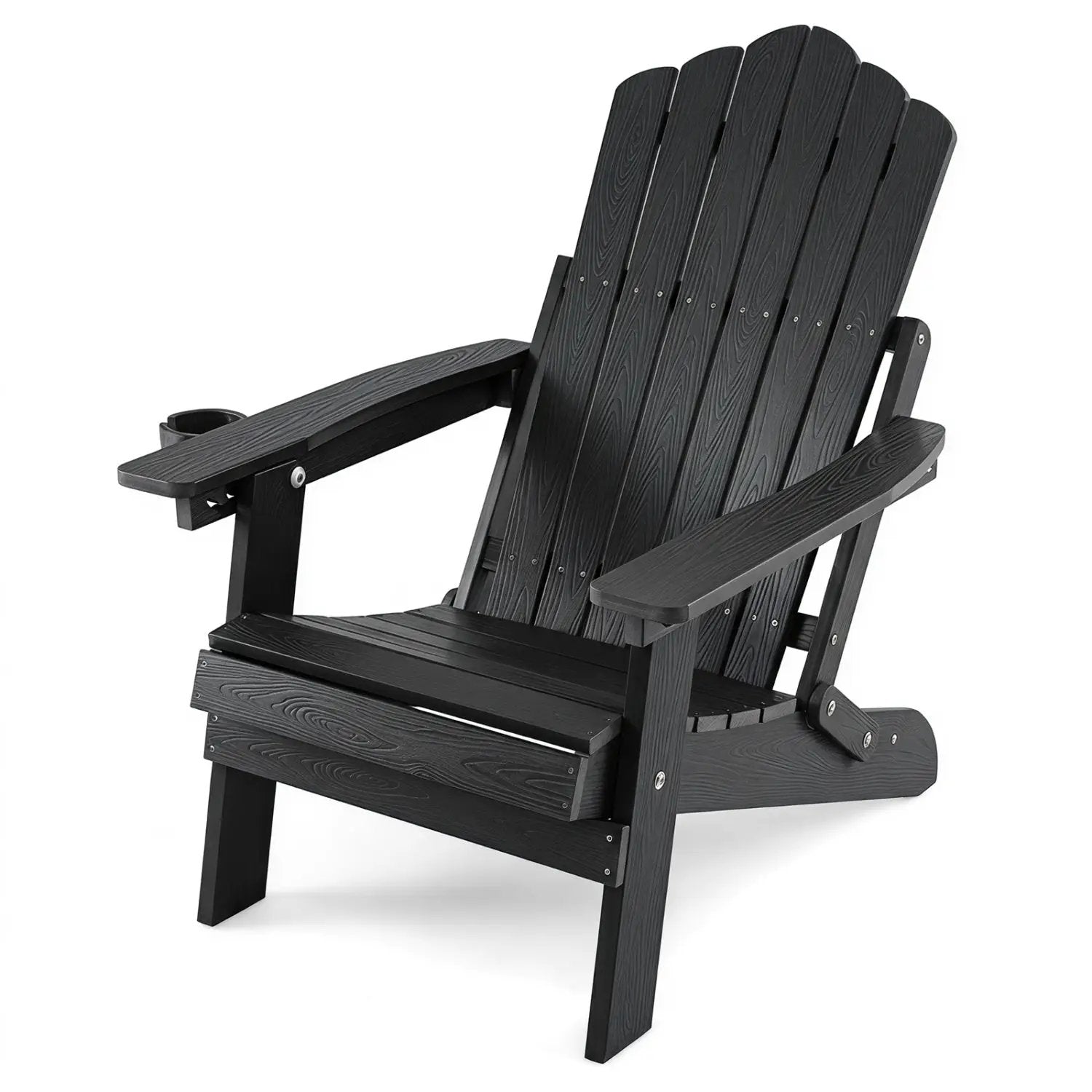 Folding Adirondack Chair with Adjustable Backrest & Cup Holder by DirectDeals