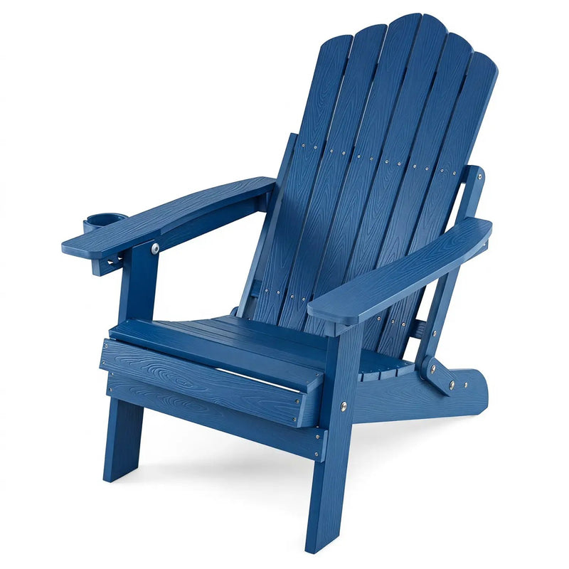 Folding Adirondack Chair with Adjustable Backrest & Cup Holder by DirectDeals