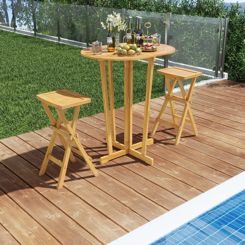 Outdoor Folding Bar Table with Oval Tabletop and Cross Base by DirectDeals