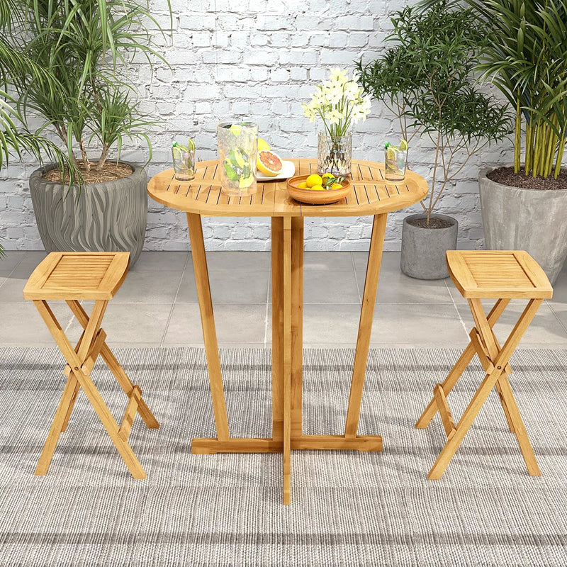 Outdoor Folding Bar Table with Oval Tabletop and Cross Base by DirectDeals