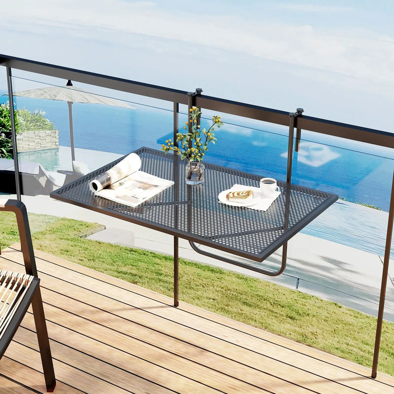 Outdoor Folding Hanging Table with Metal Frame-Black by DirectDeals