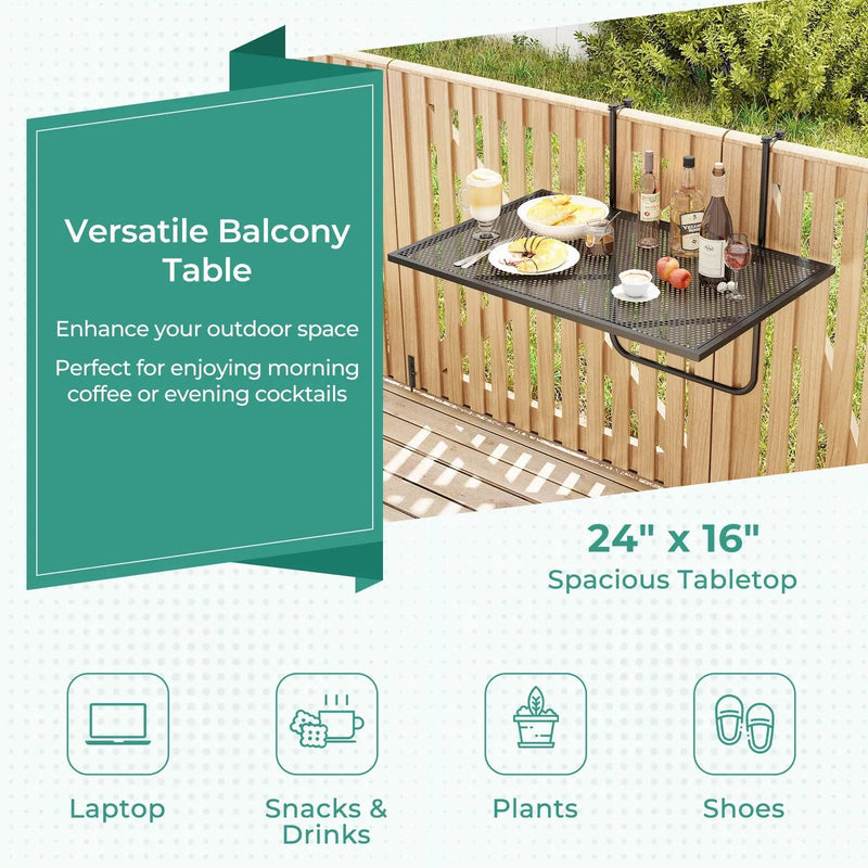 Outdoor Folding Hanging Table with Metal Frame-Black by DirectDeals