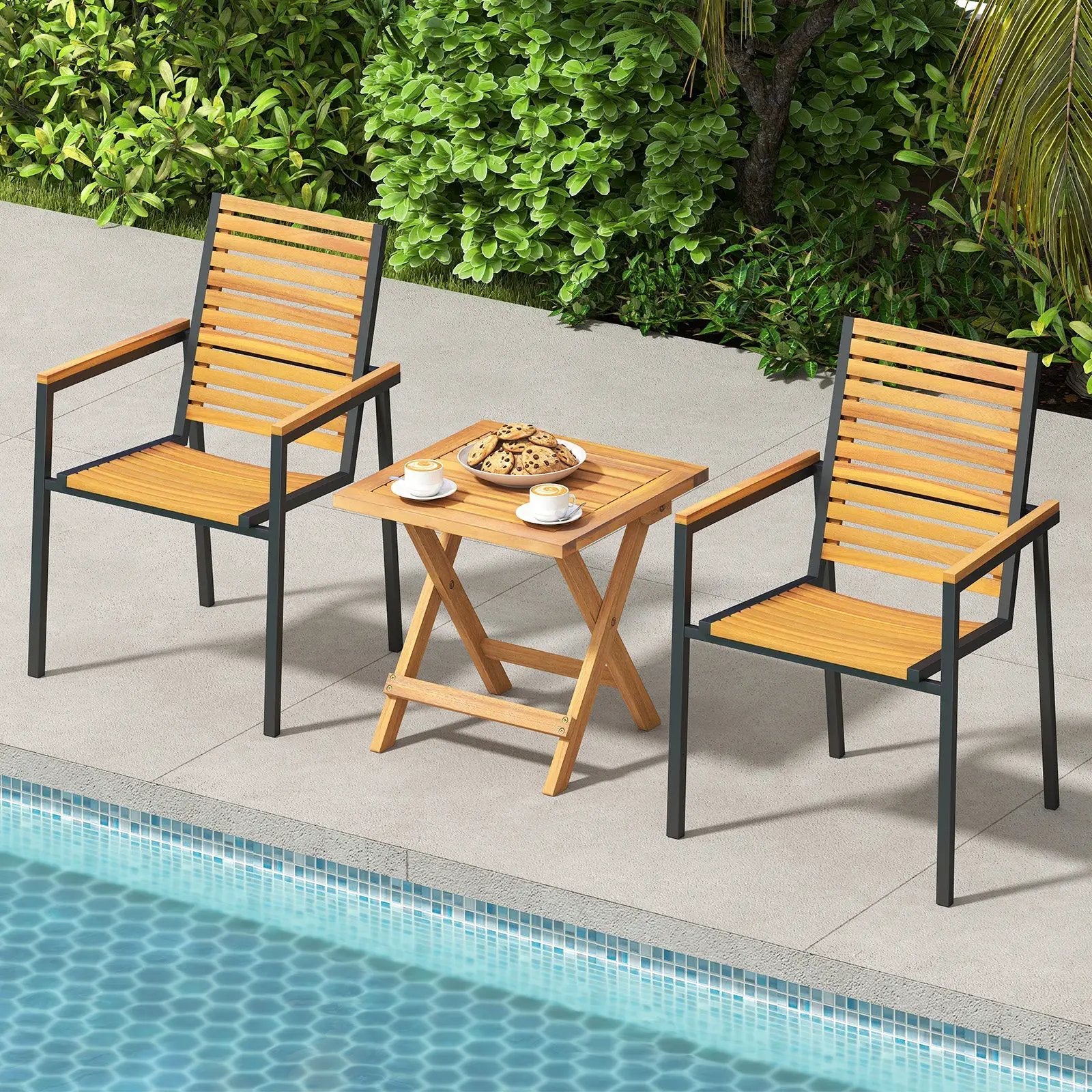 Outdoor Folding Side Table for Small Space and Garden by DirectDeals