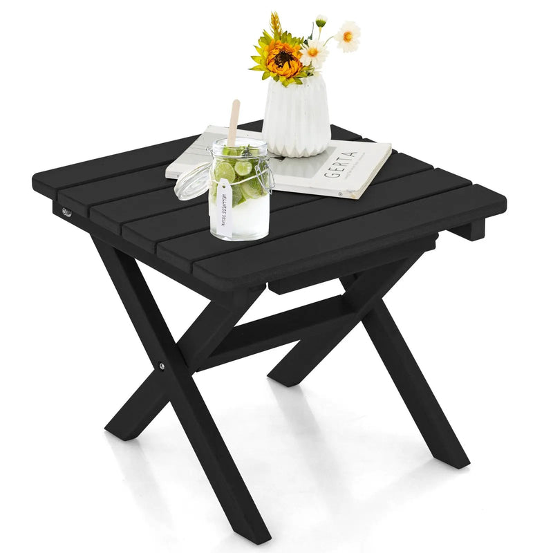Outdoor Folding Side Table Foldable Weather-Resistant HDPE Adirondack Table by DirectDeals