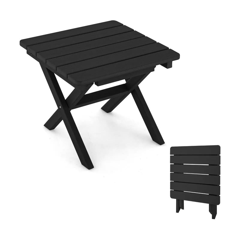 Outdoor Folding Side Table Foldable Weather-Resistant HDPE Adirondack Table by DirectDeals