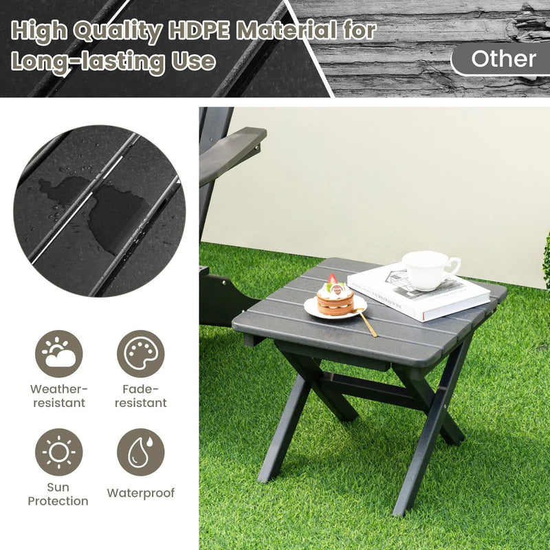 Outdoor Folding Side Table Foldable Weather-Resistant HDPE Adirondack Table by DirectDeals