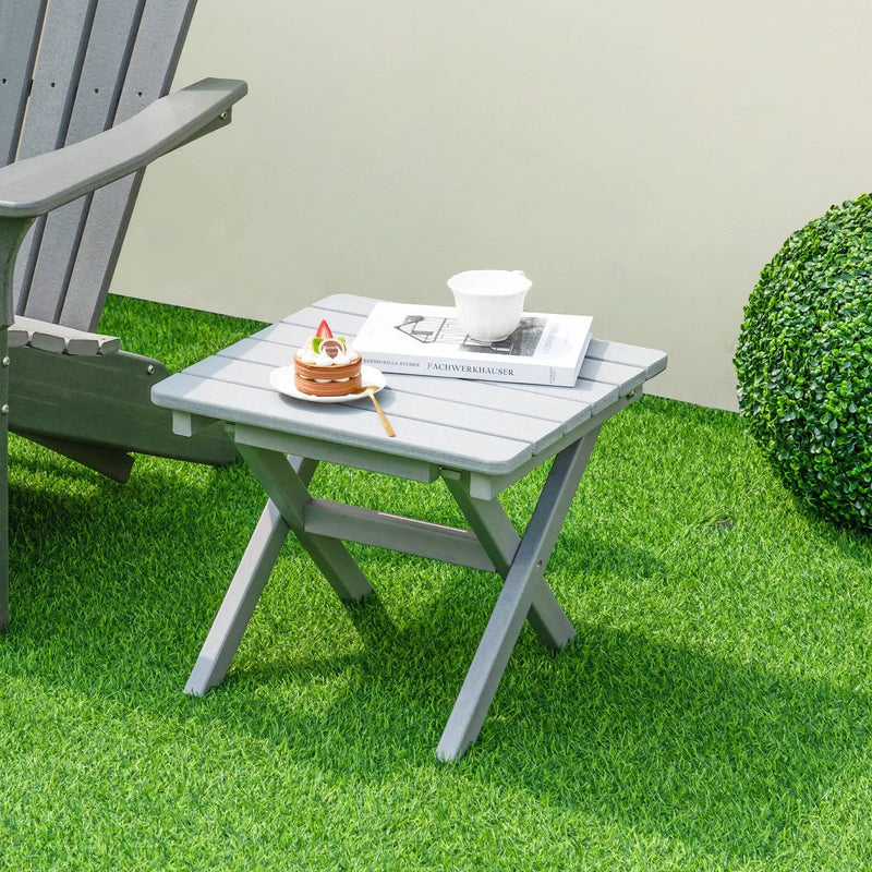 Outdoor Folding Side Table Foldable Weather-Resistant HDPE Adirondack Table by DirectDeals