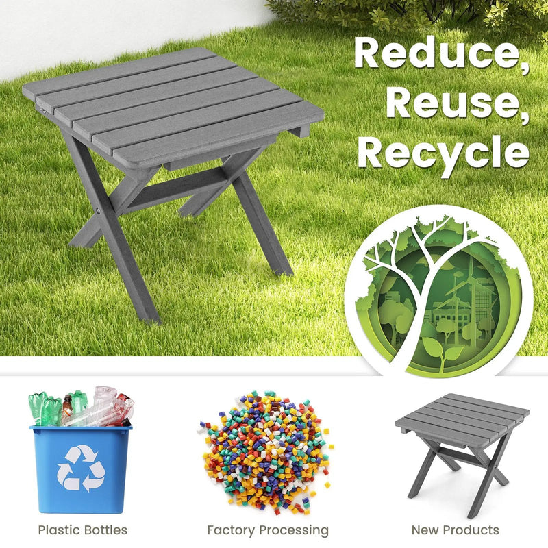 Outdoor Folding Side Table Foldable Weather-Resistant HDPE Adirondack Table by DirectDeals