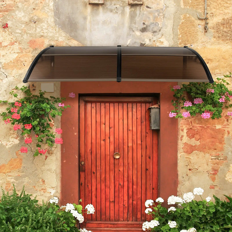 Outdoor Front Door Patio Overhang Awning for Sunlight Rain Snow Wind Protection by DirectDeals